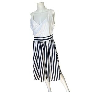 NEW Dotty and Dolly White and Blue Stripes Dress Retro Nautical Womens Size 8